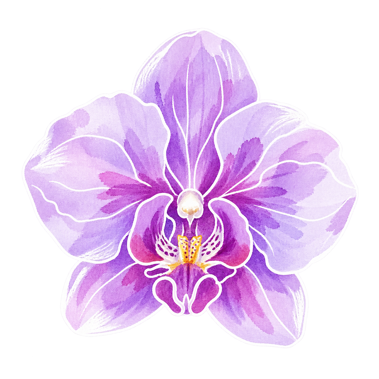 orchid — hand-drawn watercolour illustration