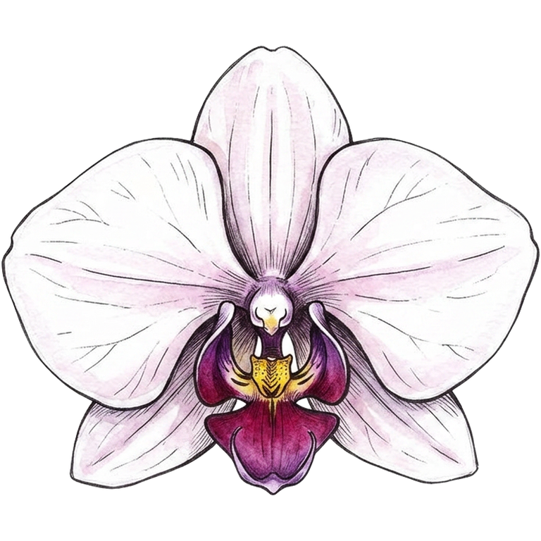 orchid — hand-drawn watercolour illustration