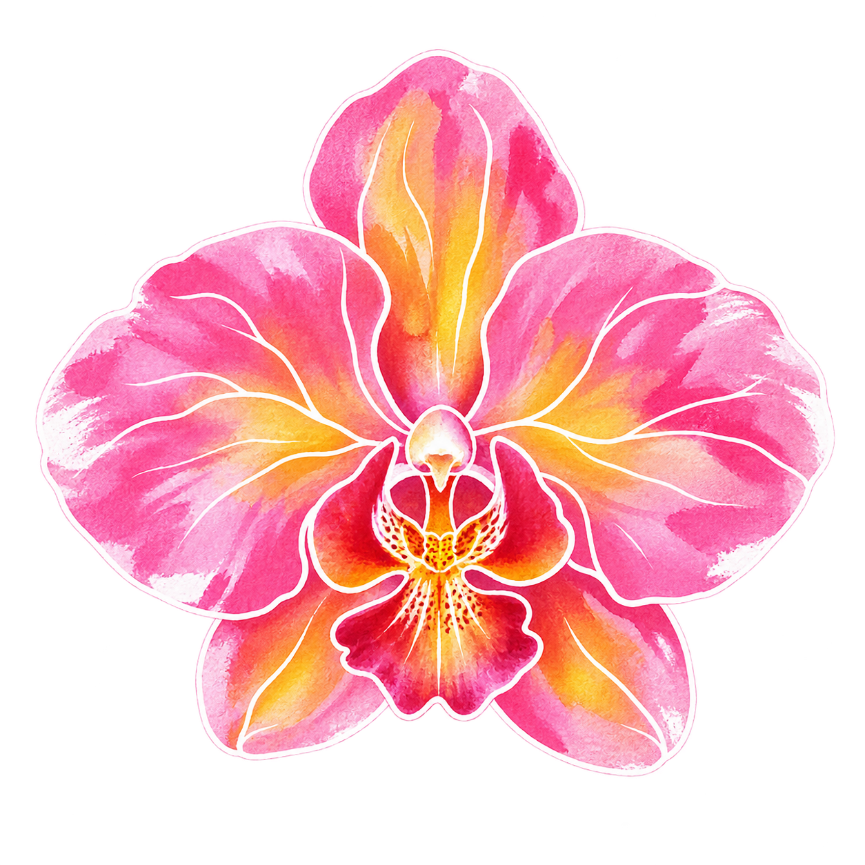 pink orchid — hand-drawn watercolour illustration